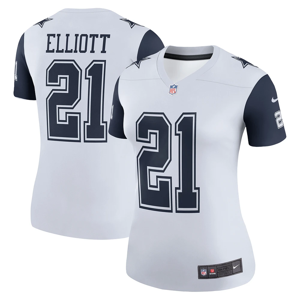 Maillot de joueur Nike Ezekiel Elliott pour femme des Dallas Cowboys Color Rush Legend blanc