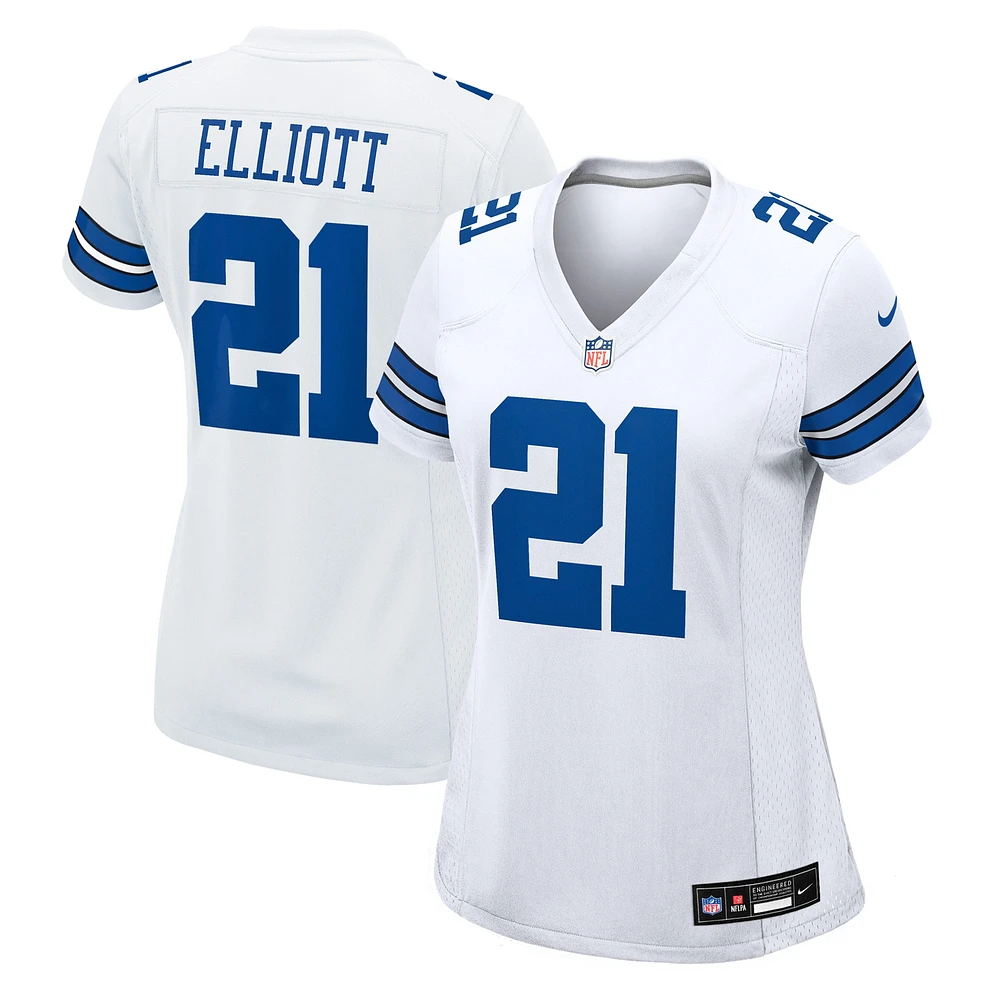 Maillot de match l'équipe Nike Ezekiel Elliott des Dallas Cowboys pour femme, blanc