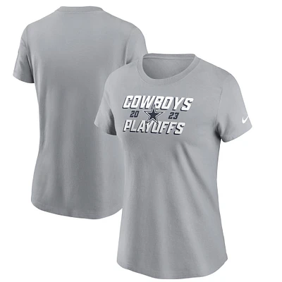 T-shirt emblématique Nike gris Dallas Cowboys 2023 NFL Playoffs pour femme