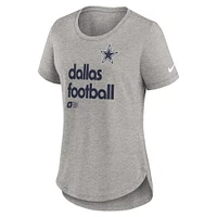 Women's Nike Heather Gray Dallas Cowboys Team Shout-Out Tri-Blend T-Shirt