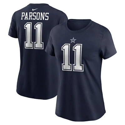 T-shirt avec nom et numéro de joueur des Dallas Cowboys Nike Micah Parsons pour femme bleu marine