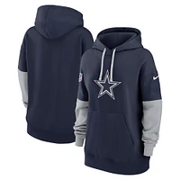 Women's Nike Navy Dallas Cowboys 2024 Sideline Essential Fleece Pullover Hoodie