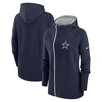 Women's Nike  Navy Dallas Cowboys Asymmetrical Raglan Full-Zip Hoodie