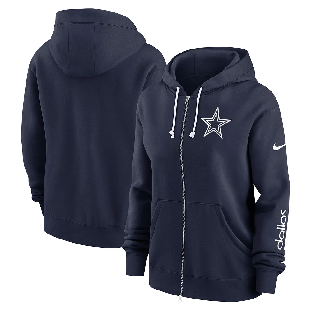 Sweat à capuche entièrement zippé Nike Dallas Cowboys Phoenix grande taille pour femme