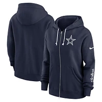 Sweat à capuche entièrement zippé Nike Dallas Cowboys Phoenix grande taille pour femme