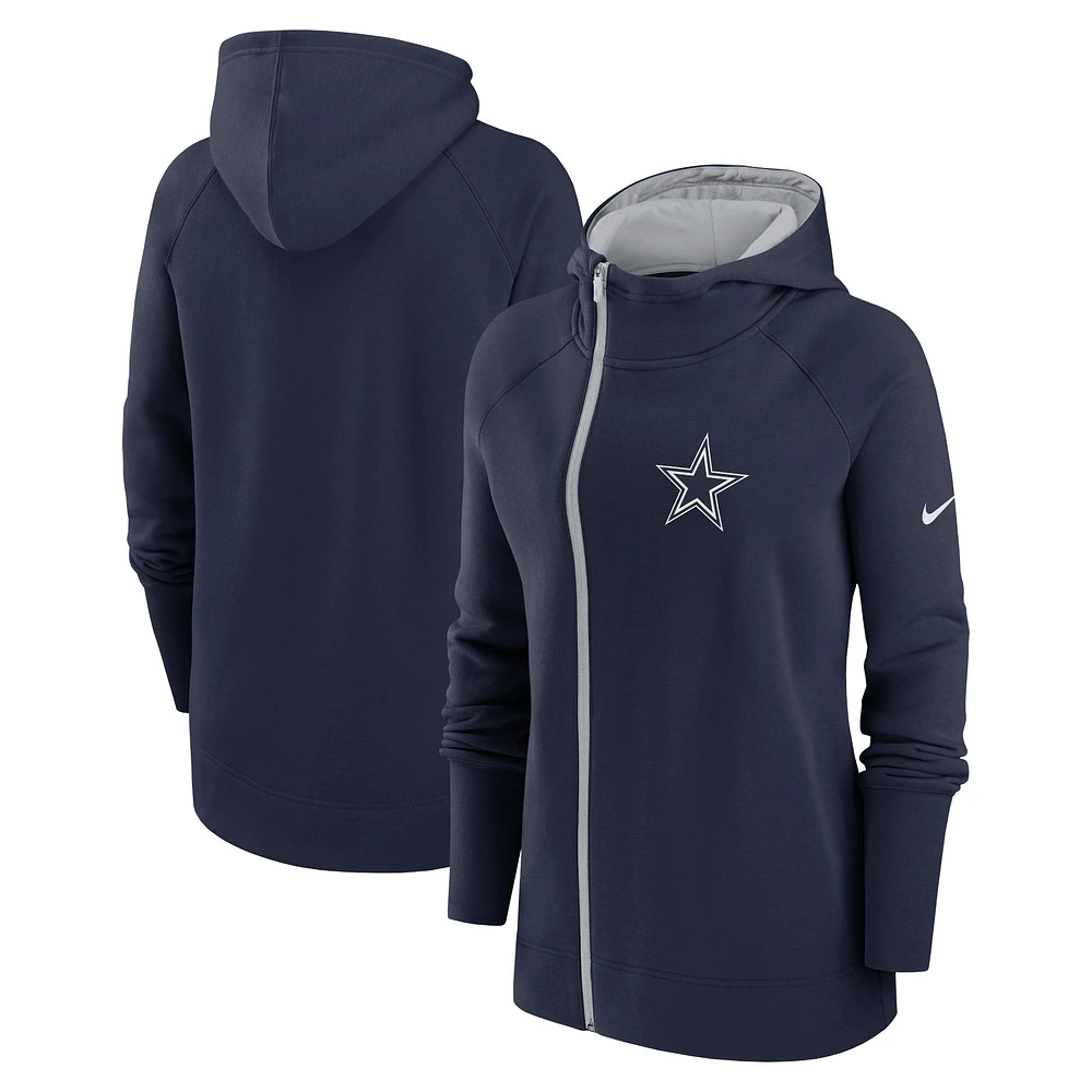 Women's Nike Navy Dallas Cowboys Primetime Raglan Sleeve Full-Zip Hoodie