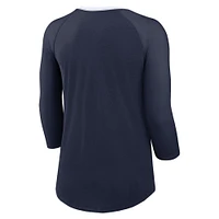 Women's Nike Navy Dallas Cowboys Raglan 3/4 Sleeve T-Shirt