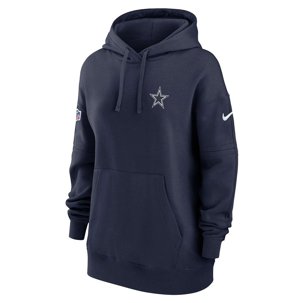 Women's Nike Navy Dallas Cowboys Sideline Club Fleece Pullover Hoodie