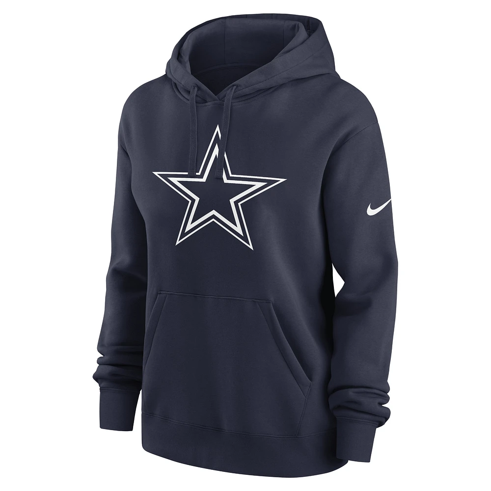 Women's Nike Navy Dallas Cowboys Team Logo Club Fleece Pullover Hoodie