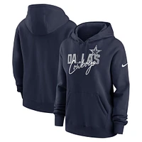 Sweat à capuche Nike Dallas Cowboys Wordmark Club Fleece bleu marine pour femme