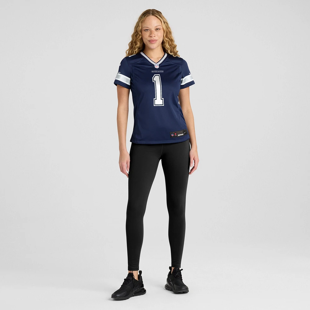 Maillot de match des Dallas Cowboys Nike numéro 1 Bride pour femme, bleu marine