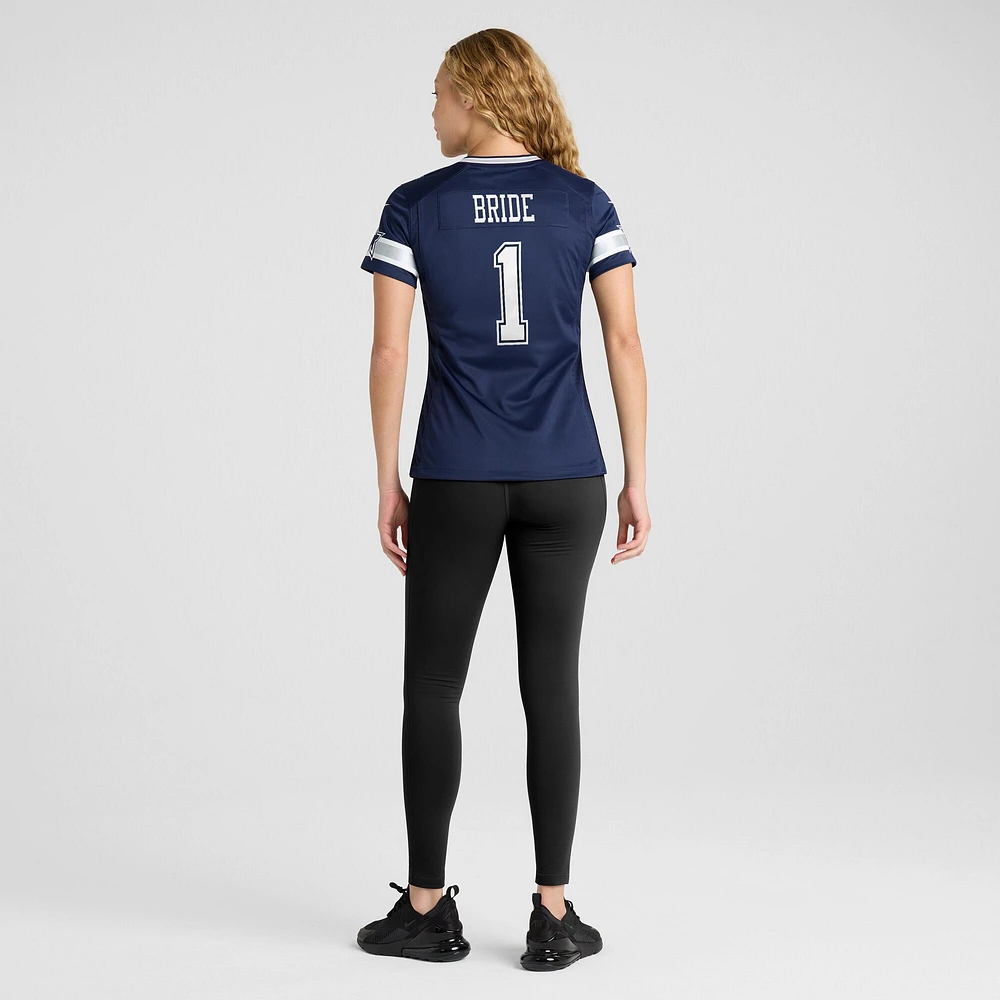 Maillot de match des Dallas Cowboys Nike numéro 1 Bride pour femme, bleu marine