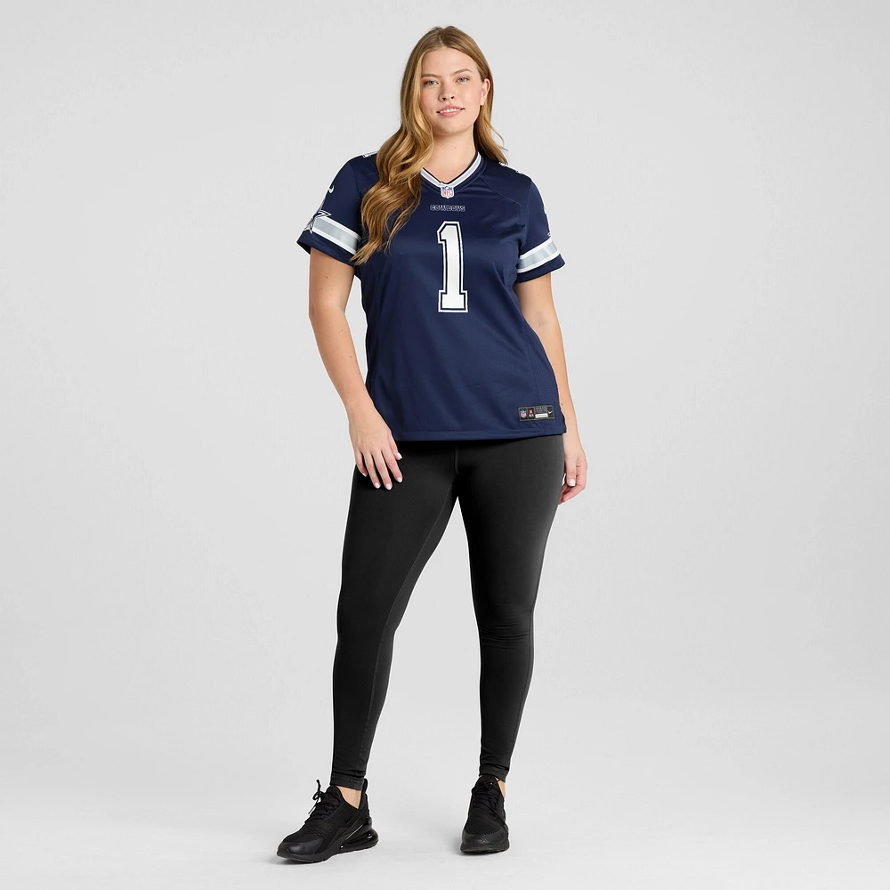 Maillot de match des Dallas Cowboys Nike numéro 1 Bride pour femme, bleu marine