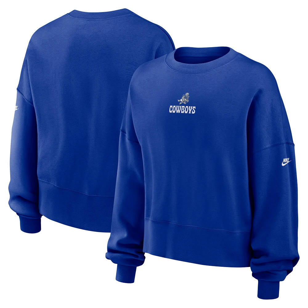 Sweat-shirt court surdimensionné à manches longues pour femme Nike Royal Dallas Cowboys