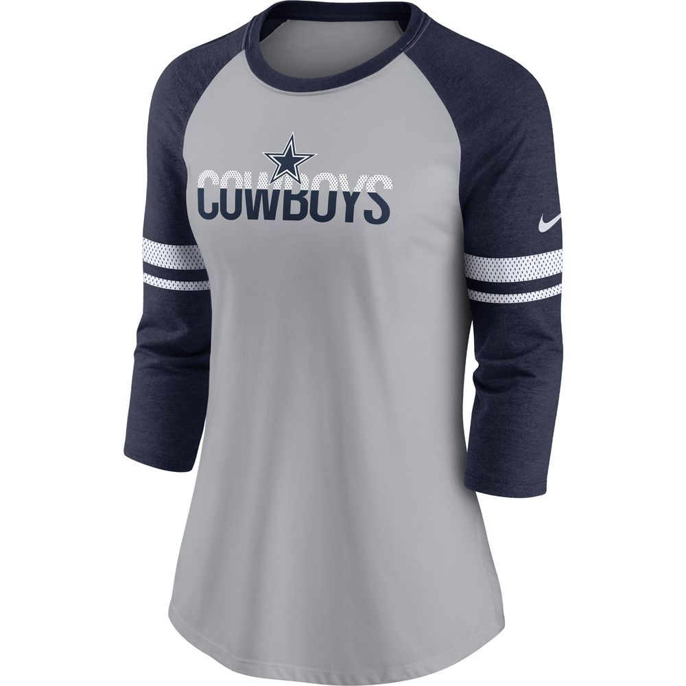 Women's Nike Navy Dallas Cowboys Fashion 3/4-Sleeve Raglan T-Shirt