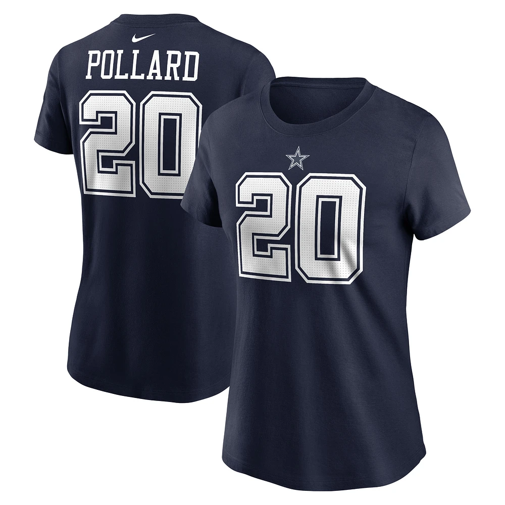 T-shirt avec nom et numéro de joueur des Dallas Cowboys Nike Tony Pollard pour femme, bleu marine