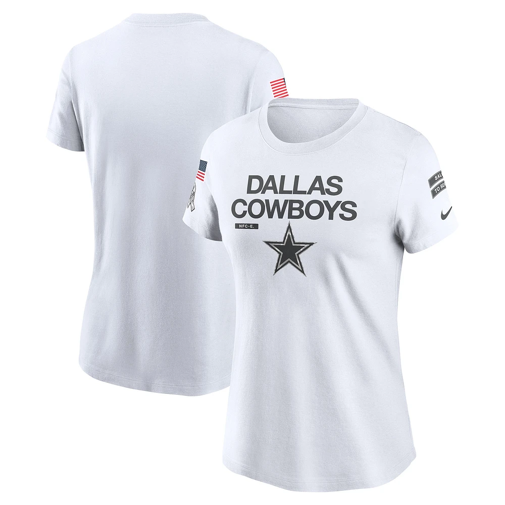 T-shirt Nike Dallas Cowboys 2024 Salute To Service Legend Performance pour femme blanc