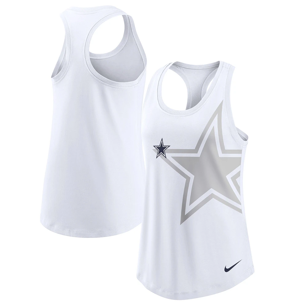 Débardeur Nike Dallas Cowboys Tri-Blend Racerback pour femme - Blanc