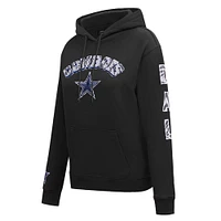 Women's Pro Standard Black Dallas Cowboys Animal Print Fleece Pullover Hoodie