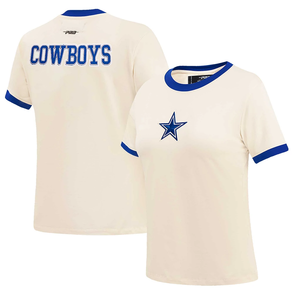 T-shirt rétro classique à sonnerie Pro Standard crème pour femmes des Cowboys de Dallas