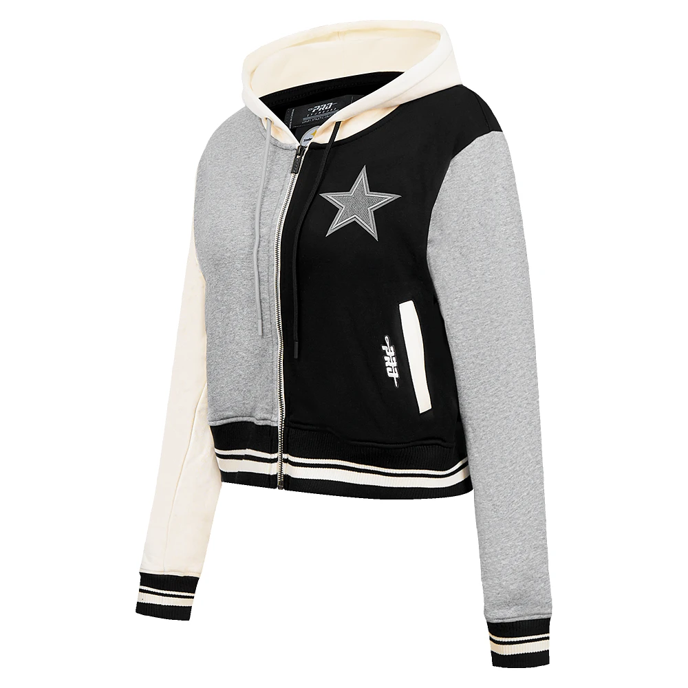 Women's Pro Standard Gray Dallas Cowboys Reverse French Terry Colorblock Full-Zip Hoodie