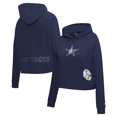 Sweat à capuche court imprimé de bijoux Dallas Cowboys Pro Standard pour femme, bleu marine