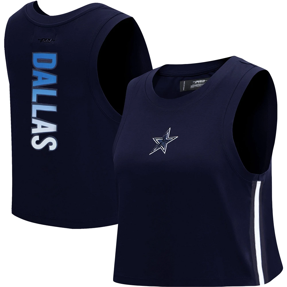 Débardeur court classique Pro Standard Navy Dallas Cowboys Ombre Wordmark pour femmes