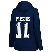 Profil pour femme Micah Parsons Bleu marine Dallas Cowboys Taille plus Nom et numéro du joueur Pull à capuche