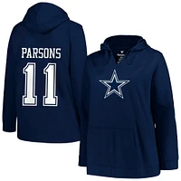 Profil pour femme Micah Parsons Bleu marine Dallas Cowboys Taille plus Nom et numéro du joueur Pull à capuche