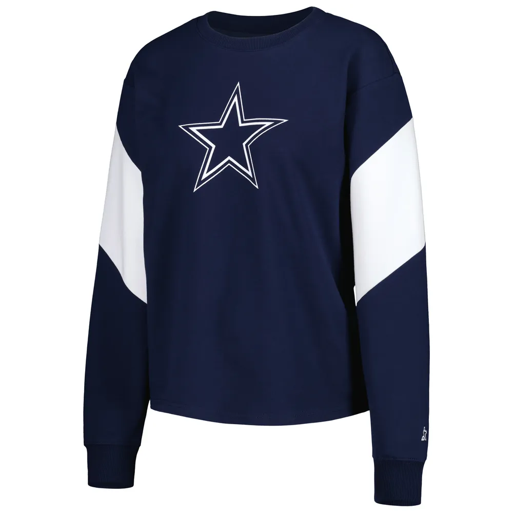 Lids Dallas Cowboys Starter Women's Insight Crop Tri-Blend Long Sleeve T- Shirt - Navy