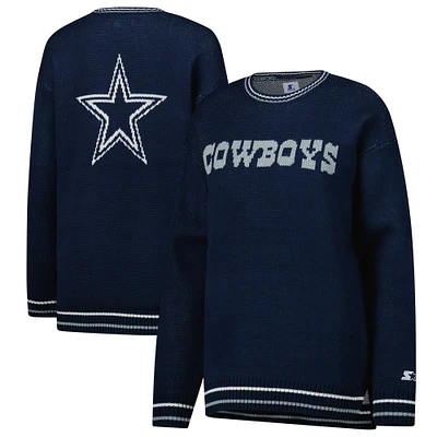 Pull oversize en tricot intarsia Starter Navy Dallas Cowboys pour femme