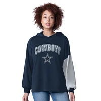 Sweat à capuche manches longues Power Move pour femme, bleu marine, des Cowboys de Dallas