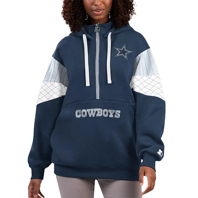 Sweat à capuche demi-zippé pour femme Starter Navy Dallas Cowboys Teammate