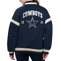 Women's Starter Navy Dallas Cowboys Tournament Full-Snap Varsity Jacket