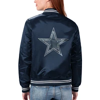 Women's Starter Navy Dallas Cowboys Varsity Lover Satin Full-Snap - Jacket