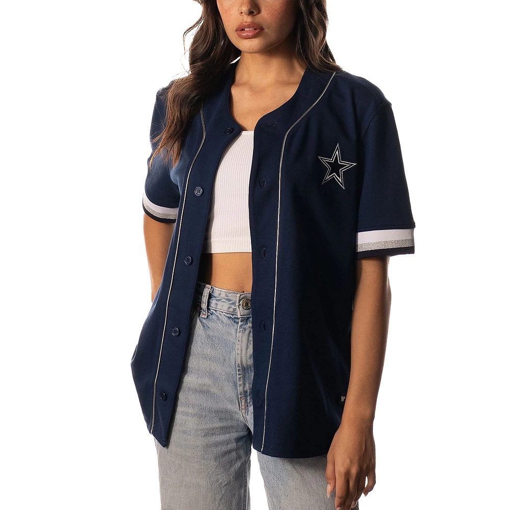 Chemise boutonnée The Wild Collective pour femmes, bleu marine, Dallas Cowboys