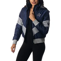 Sweat à capuche entièrement zippé pour femmes The Wild Collective, bleu marine, Dallas Cowboys Puffer