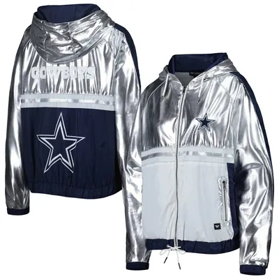 Men's Antigua Black Dallas Cowboys Metallic Logo Links Full-Zip Golf Jacket Size: Small