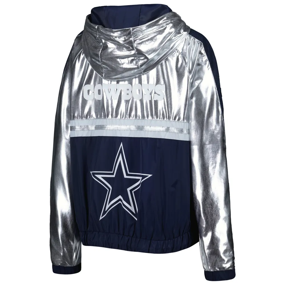 Women's The Wild Collective Silver/Navy Dallas Cowboys Raglan Full-Zip Track Jacket