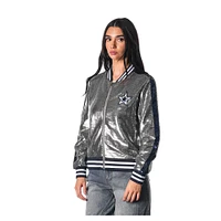 Blouson aviateur entièrement zippé à sequins argenté Dallas Cowboys de The Wild Collective pour femme