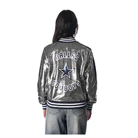 Blouson aviateur entièrement zippé à sequins argenté Dallas Cowboys de The Wild Collective pour femme