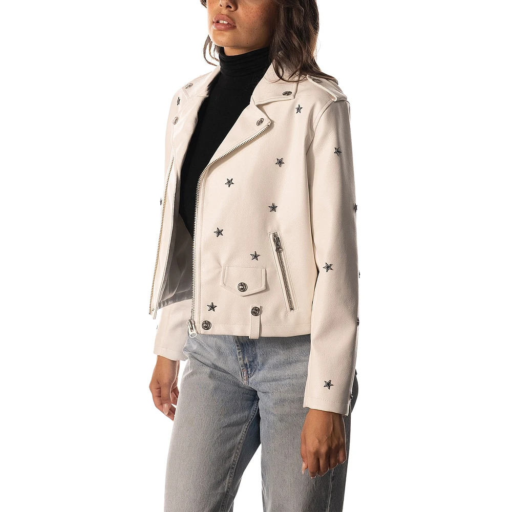 Veste de course entièrement zippée en similicuir blanc Dallas Cowboys The Wild Collective pour femme