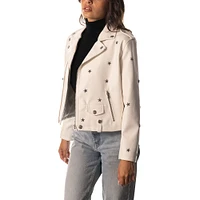 Women's The Wild Collective  White Dallas Cowboys Faux Leather Full-Zip Racing Jacket