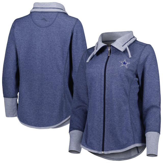 Sweat-shirt entièrement zippé Tommy Bahama Heathered Navy Dallas Cowboys Sport Sun Fade pour femmes