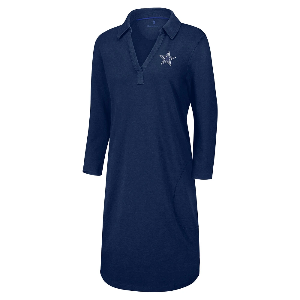 Women's Tommy Bahama Navy Dallas Cowboys Ashby Isles Three-Quarter Length Sleeve Pullover
 Jersey Dress