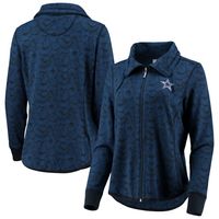 Women's Tommy Bahama Navy Dallas Cowboys Sport Shell We Dance Tri-Blend Full-Zip Sweatshirt