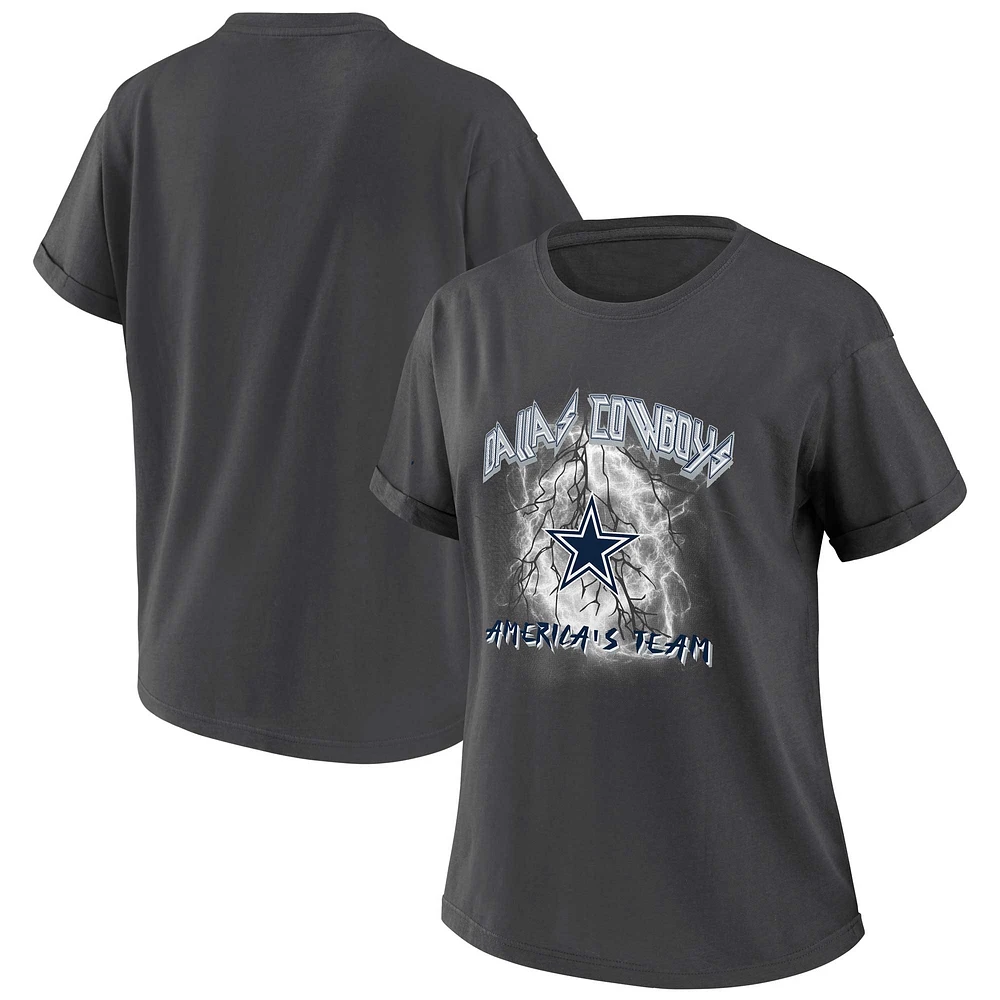 WEAR by Erin Andrews T-shirt petit ami anthracite des Cowboys de Dallas pour femmes