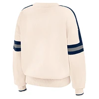 Women's WEAR by Erin Andrews  Cream Dallas Cowboys Stripe Pullover Sweater