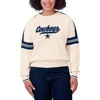 Women's WEAR by Erin Andrews  Cream Dallas Cowboys Stripe Pullover Sweater