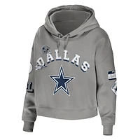 Women's WEAR by Erin Andrews Gray Dallas Cowboys Plus Modest Cropped Pullover Hoodie